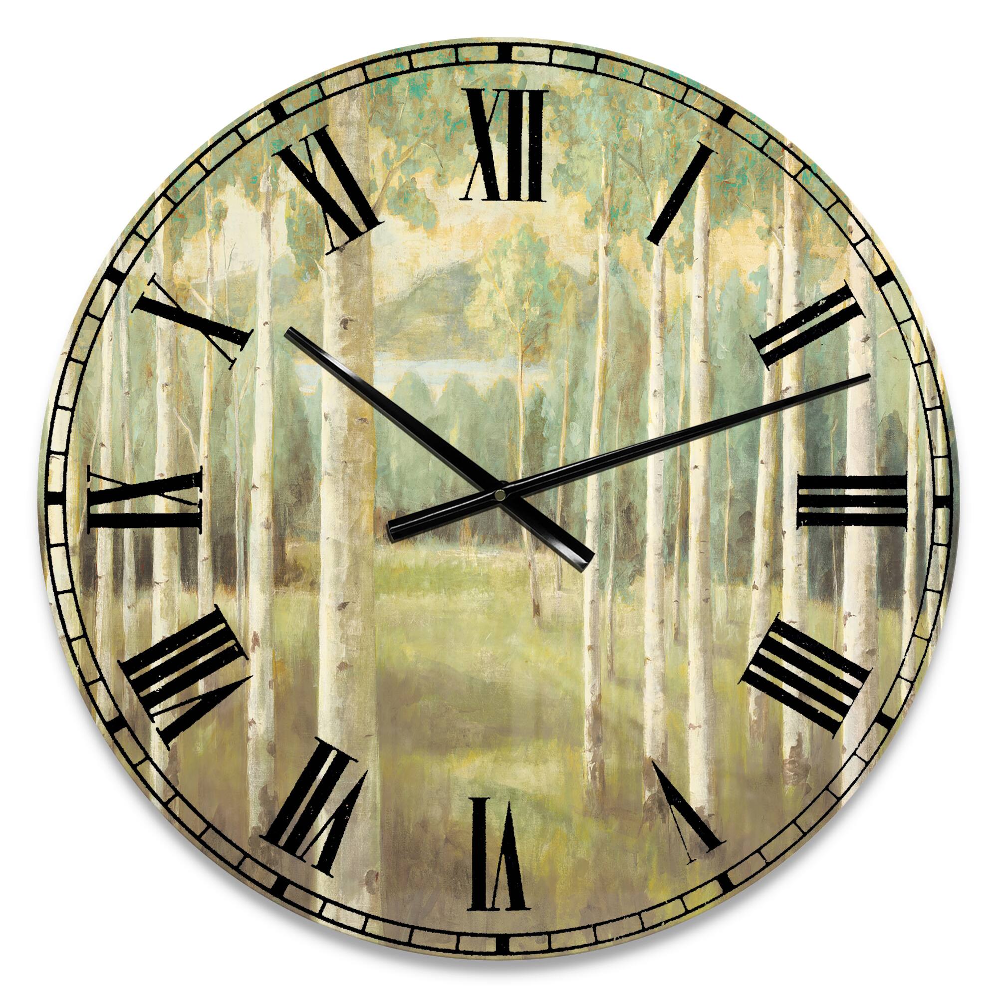 Designart Aspens Neutral Forest Wall Clock